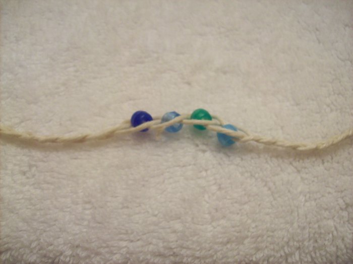 Wish bracelet (on white) - dark blue, clear blue, green, light blue
