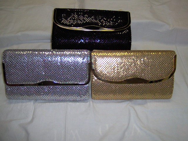ladies evening or dress mesh bags,shoulder chain strap or use as clutch, 6" x 9", 12 colors