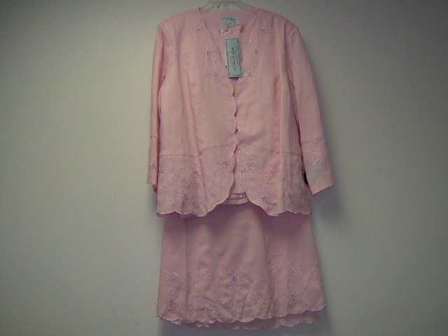 Women's linen 3pc skirt sets w/bead work/embroidery on jac./skirt/sleeve,size 12,24