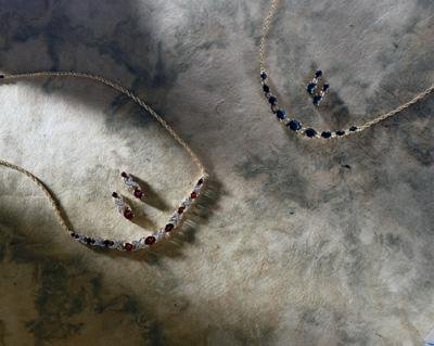 Lady V Garnet & Diamond Necklace With Matching Earrings - Retail $328.95