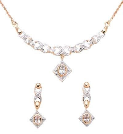 White Topaz & Diamond Necklace And Earring Set Retail $345.95