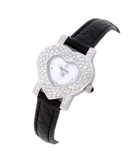 Croton Womens Crystal Heart White Dial Watch - Retail $200.00