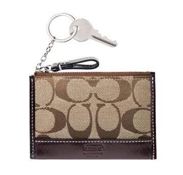 Coach Hamptons Signature Mini Skinny Wallet NWT Khaki/Chestnut *PLUS BONUS CASH BACK!*