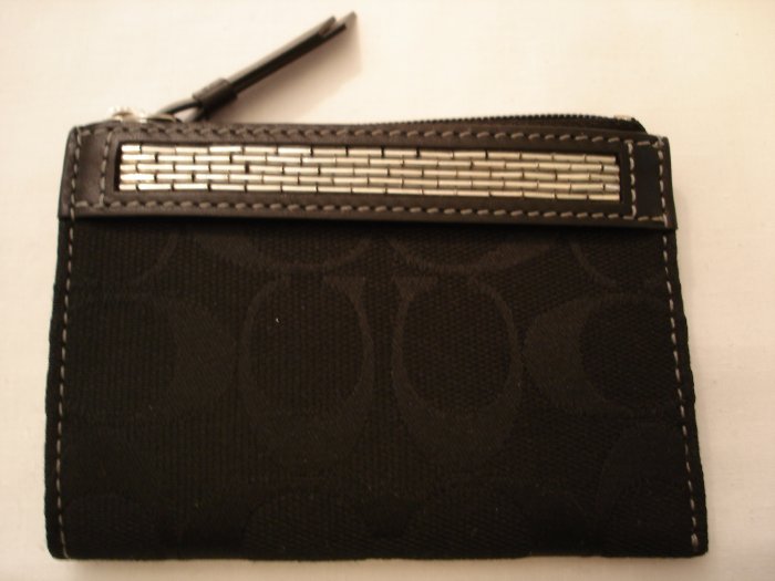 COACH Signature Beaded Mini Skinny Wallet NWT Black *LIMITED EDITION* *PLUS BONUS CASH BACK!*