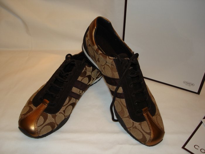 COACH Kate Signature Sneaker Shoes NEW Khaki Bronze Brown