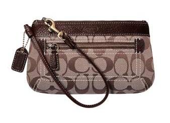 COACH Signature Duffle Wristlet Bag Case NWT Khaki/Chestnut 40257 *PLUS BONUS CASH BACK!*