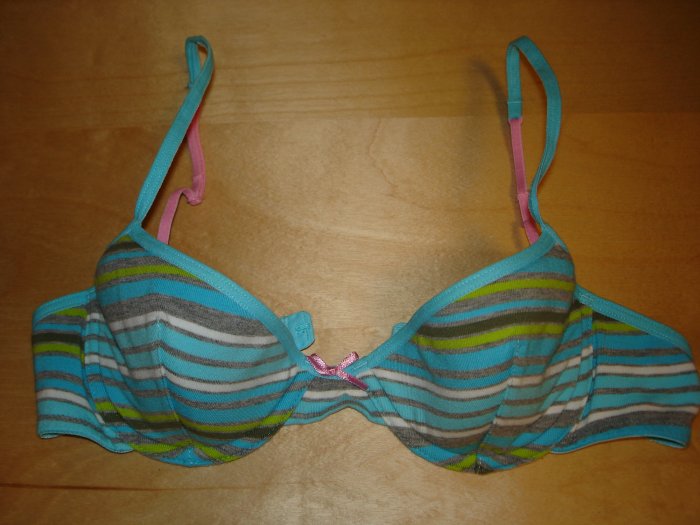 Victoria's Secret PINK Lined Cotton Demi Bra 32A NWOT Blue Stripes