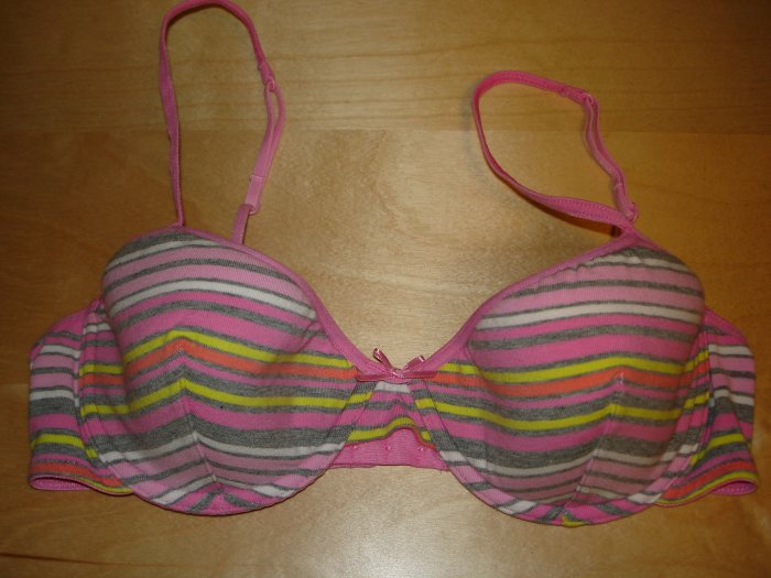 Victoria's Secret PINK Lined Cotton Demi Bra 34B NWOT Pink Stripes *PLUS BONUS CASH BACK*