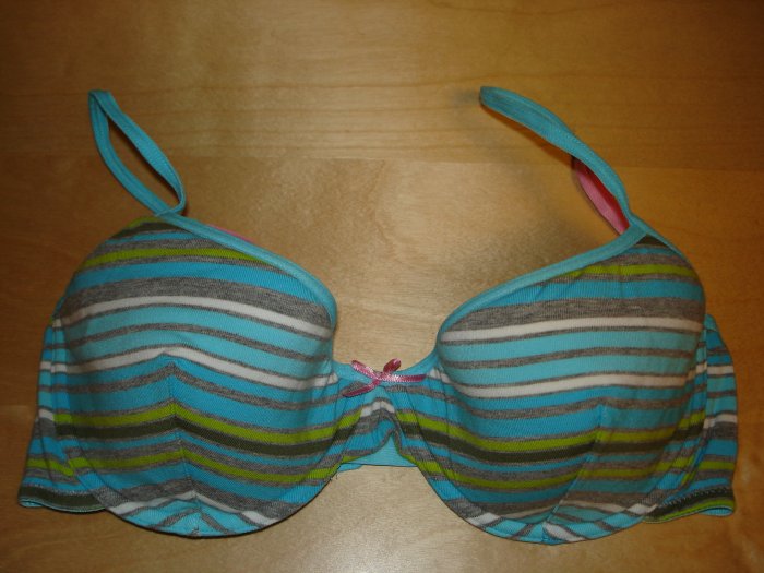 Victoria's Secret PINK Lined Cotton Demi Bra 36B NWOT Blue Stripes