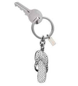 COACH Sparkle Flip Flop KeyFob KeyChain Ring NWT #92058 Silver *PLUS BONUS CASH BACK!*