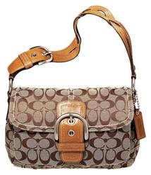 Coach Soho Signature Pocket Flap Purse Handbag NWT Khaki/Camel #11862
