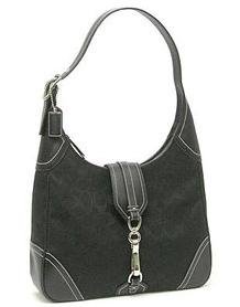 Coach Signature Large Clip Hobo Purse Handbag NWT Silver/Black #8K03