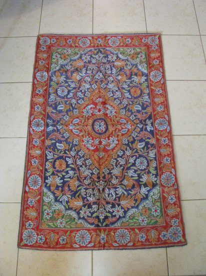 "Shalimar Garden" 2.5' * 4' Kashmir silk rug