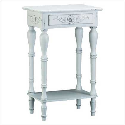 Carved White Side Table 34353