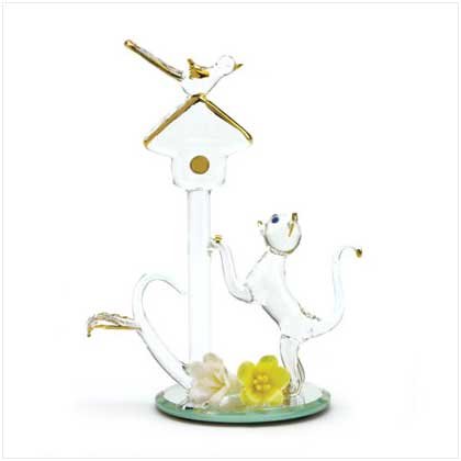 Cat and Birdhouse on Mirror 37925