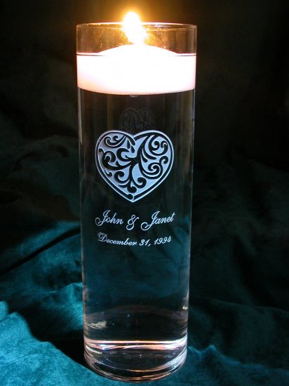 Personalized Heart Theme Floating Wedding Unity Candle
