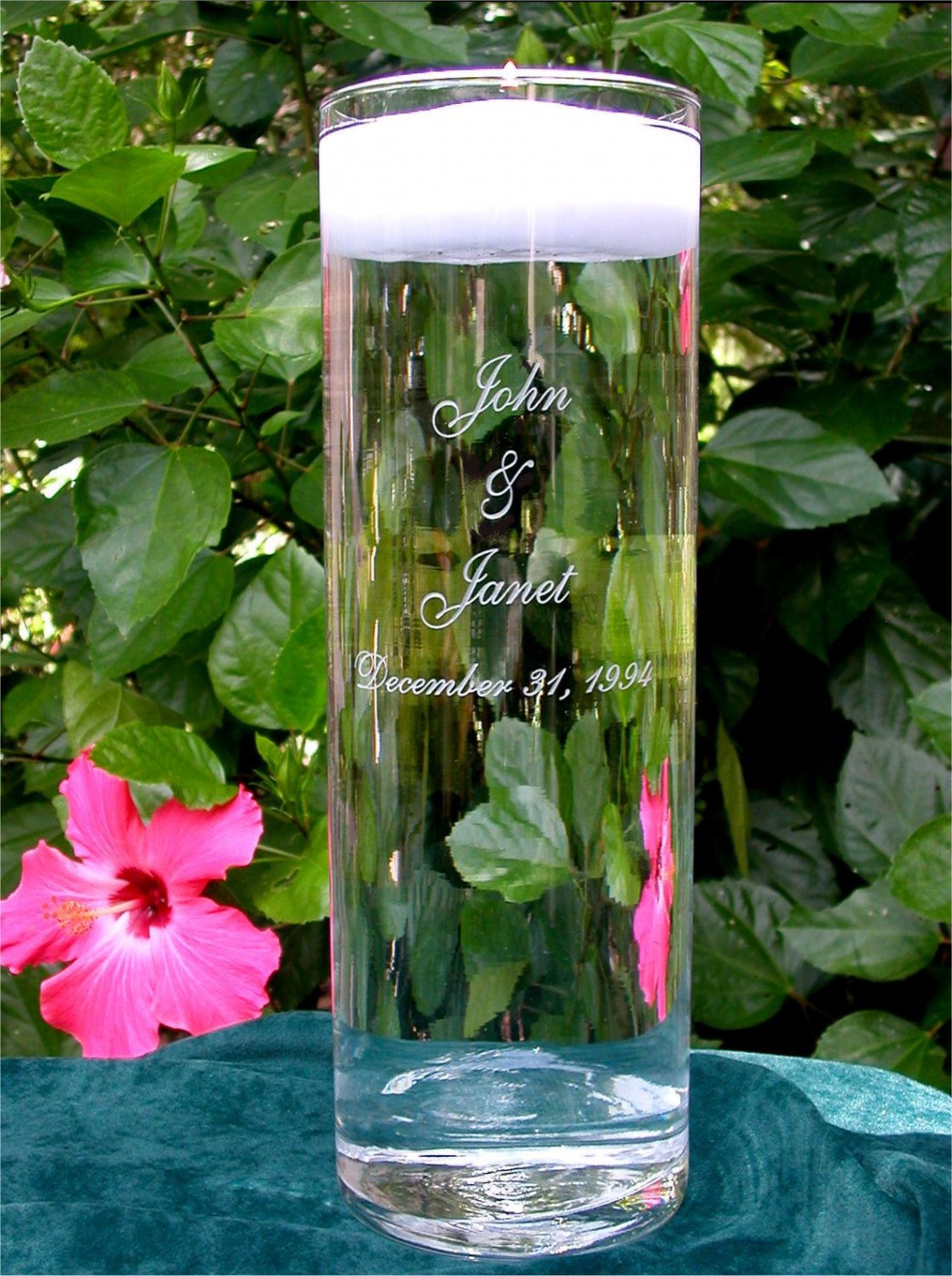Personalized Wedding Floating Unity Candle & Vase NEW