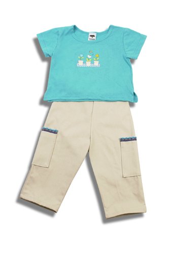 Mulberribush Cargo Capri Pants and Tee Shirt Set Girls Size 6 New Children's Boutique Clothing
