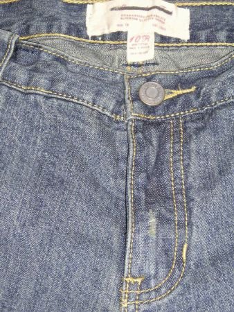 Abercrombie & Fitch Jeans 10 R Vintage Wash Destroyed Wide Leg Zip Fly Back Flap Pockets Distressed