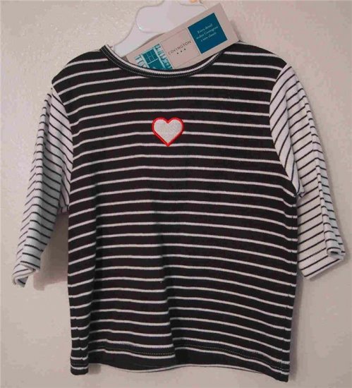 Baby Girl Infant Navy Blue Stripped Heart Shirt 100% Cotton 12 Months