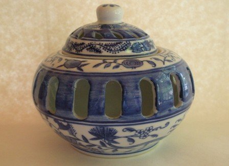 Decorative Blue Ceramic Candle Holder