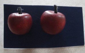 Vintage 80’s Wooden Teacher’s Apple Post Earrings