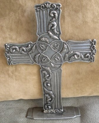 Pewter Embossed Carpentree Ornate Cross