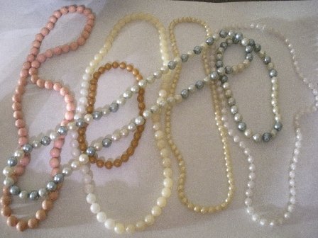 Lot of 7 Vintage Plastic Pearl Necklace