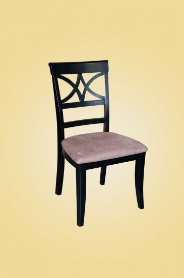 Set of 2 Elington dining room chairs with microfiber upholstered seat in Black finish.