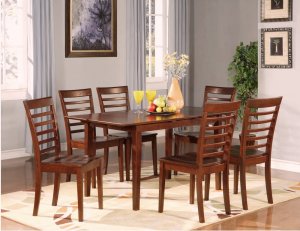 Picasso 7-PC Rectangular Dinette Dining Table Set-32"x 60" with 12"extension leaf. SKU: PS7-MAH