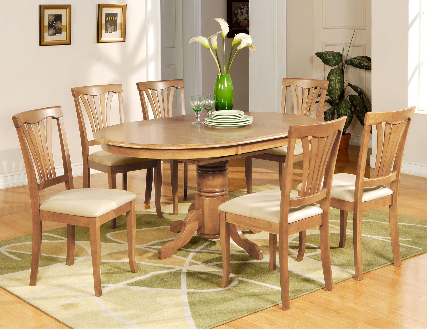 oval oak kitchen table and chair