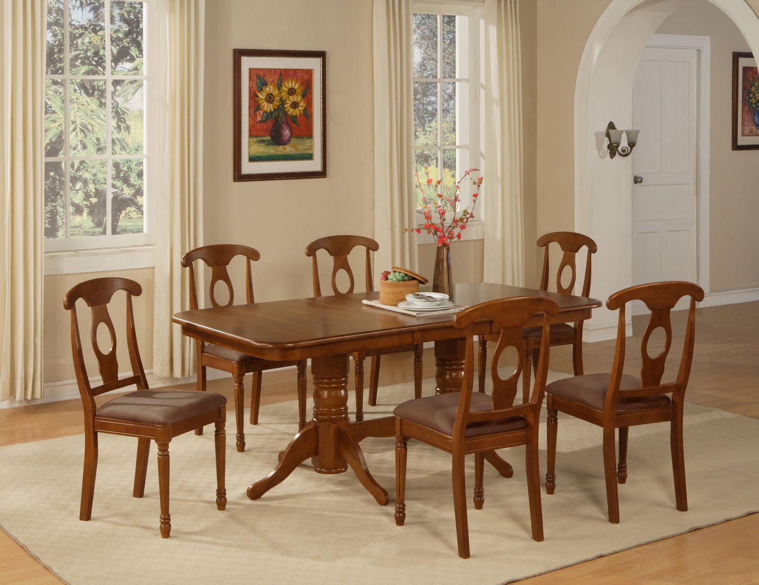 5-PC-Napoleon Rectangular Dining Table Set- 40âX76â-with 17" extension leaf. SKU:NA5-SBR