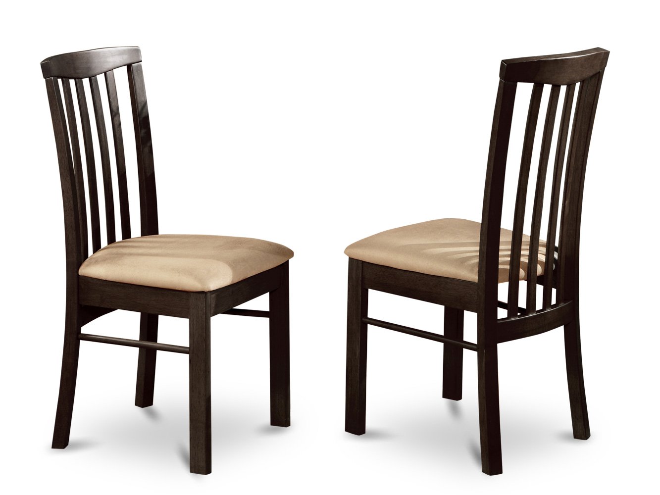 Set of 2 Hartland dining room chairs with microfiber upholstered seat in Walnut finish.