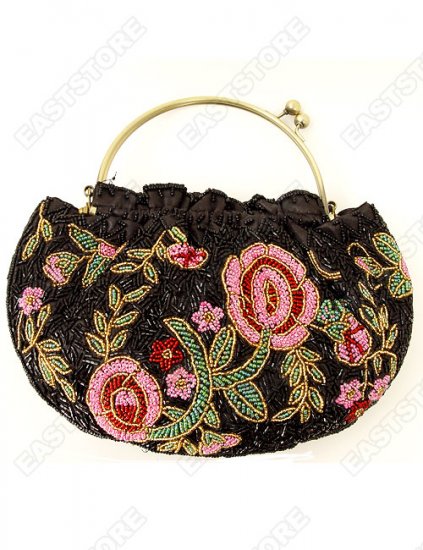 Hand-Beaded Floral Stitched Bag