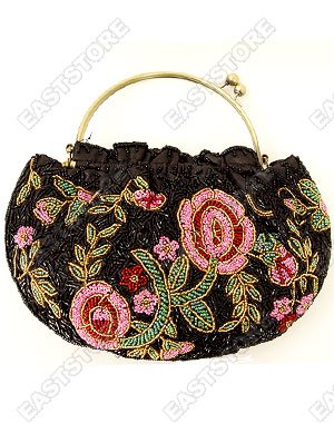 Hand-Beaded Floral Stitched Bag