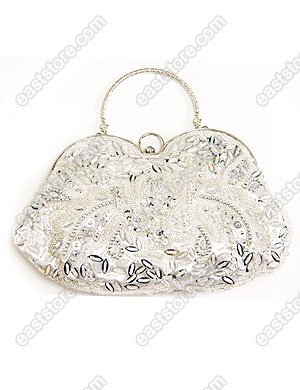 Silver Beaded Handbag