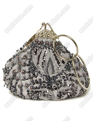 Unique Beaded and Embroidered Triangle Handbag