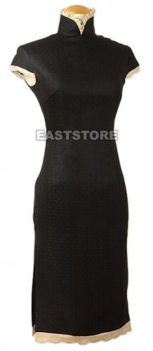 Elegant Lace decorated Crape Cheongsam