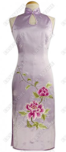 Classical Peony Embroidered Knee-length Cheongsam