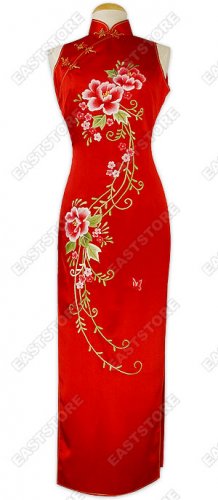 Eternal Floral Embroidery Silk Dress