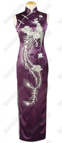 Embroidery Dancing Phoenix Silk Cheongsam
