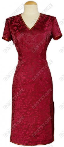 Feminity V-neck Silk Brocade Dress
