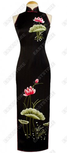 Blossomy Lotus Embroidered Silk Cheongsam