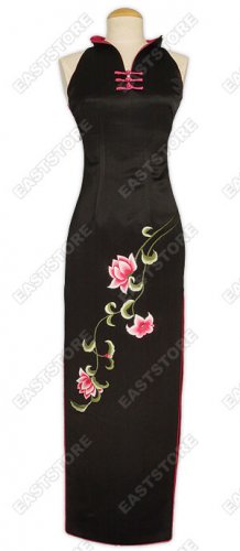 Silk Embroidery Lotus Cheongsam