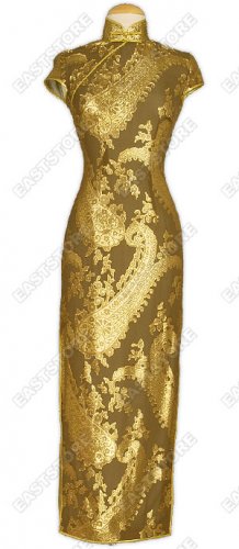 Aberrance Dragon Pattern Burn-out Silk Cheongsam