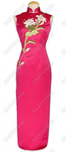Blooming Lily Embroidery Cheongsam