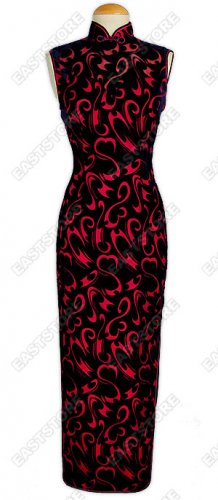 Graceful Floral Pattern Burn-Out Velvet Cheongsam