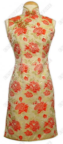 Prosperous Blooming Flowers Brocade Cheongsam
