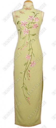 Blooming Flowers Embroidered Silk Dress