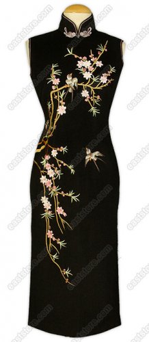 Stunning Tao Hua Embroidered Cashmere/Wool Cheongsam